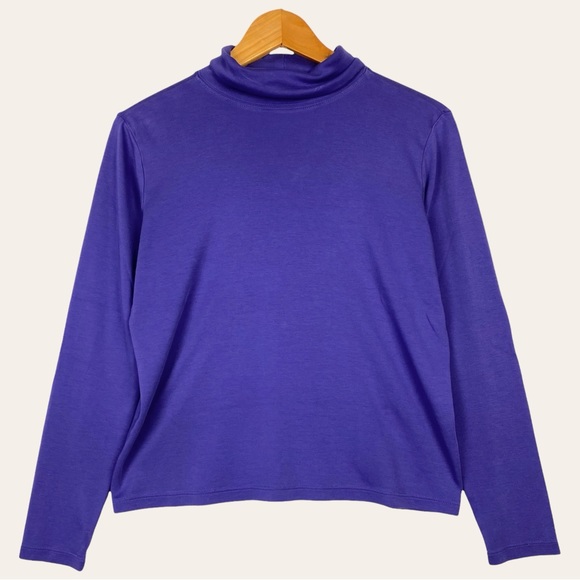 L.L. Bean Interlock Turtleneck Supima Cotton Comfy Stretch Long Sleeve Tee Shirt - Picture 3 of 9